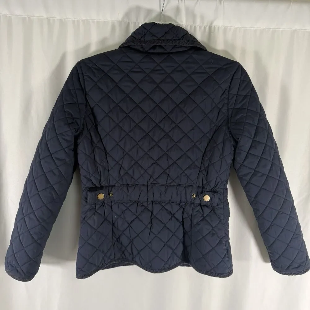 Ralph Lauren Jacket Girls Large 12-14 Black Snap Front Light Puffer Pockets